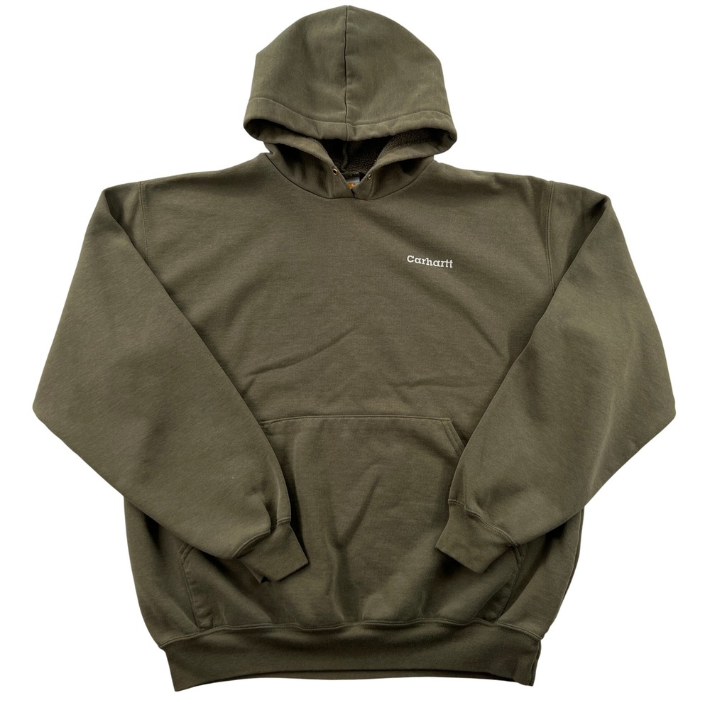 Carhartt Midweight Hooded Sweatshirt Mens Large Moss Green K121 MOS Y2K Utility